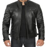 Quilted Style Cafe Racer Leather Jacket - Image 6