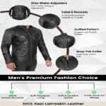 Quilted Style Cafe Racer Leather Jacket - Image 8