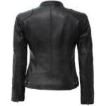 Women’s Black Biker Leather Jacket - Image 4