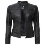 Women’s Black Biker Leather Jacket