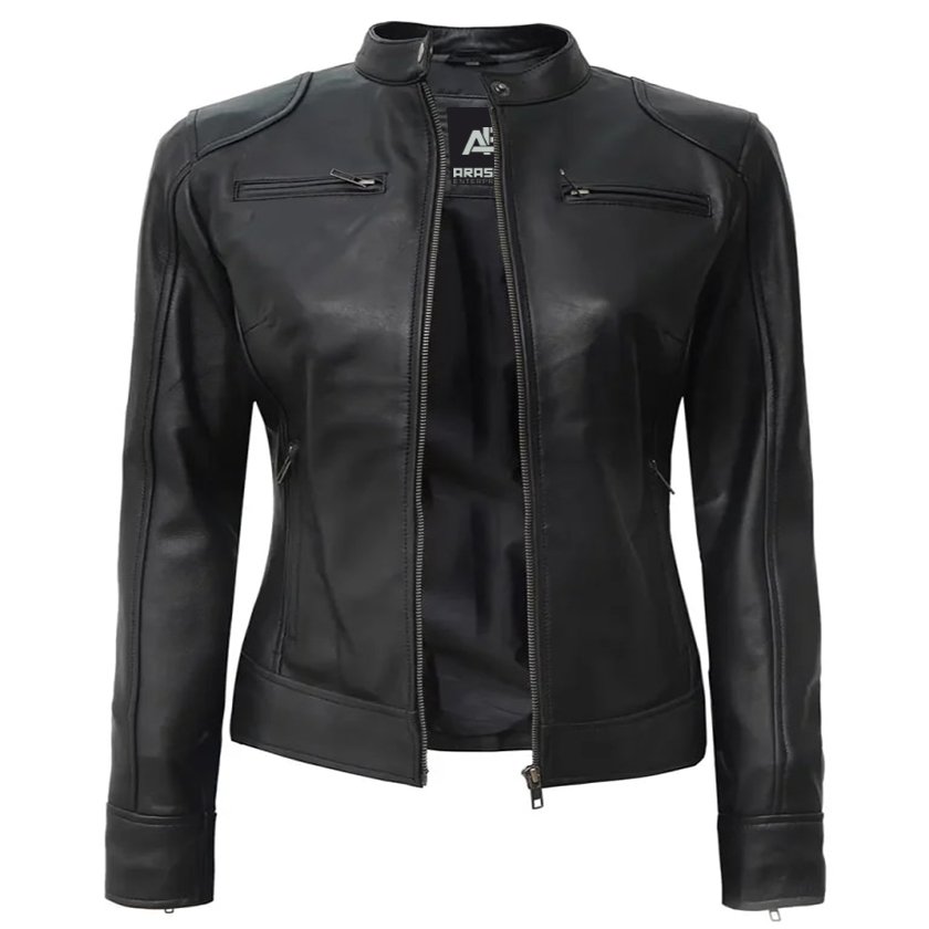 Black Slim Fit Jacket For Women (4) Women’s Black Biker Leather Jacket - Image 1