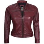 Maroon Leather Jacket For Women