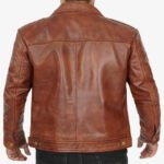 Cognac Collar Leather Jacket - Image 6