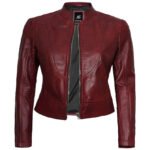 Women’s Biker Maroon Leather Jacket