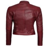 Women’s Biker Maroon Leather Jacket - Image 3