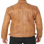 Men’s Camel Brown Leather Jacket - Image 5