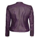 Purple Moto Leather Jacket For Women - Image 4