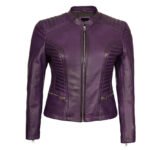 Purple Moto Leather Jacket For Women