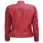 Women’s Motorcycle Red Leather Jacket - Image 2