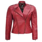 Women’s Motorcycle Red Leather Jacket