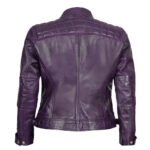 Purple Leather Biker Jacket For Women - Image 4